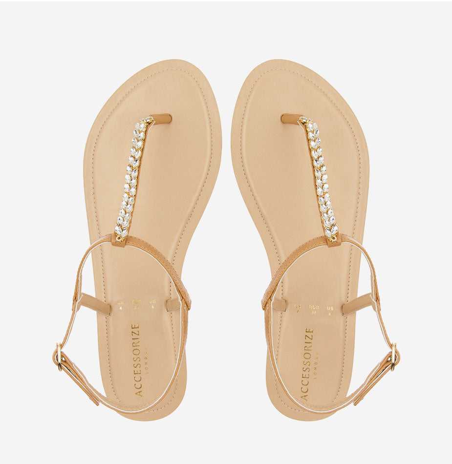 Nude Crystal Sandals